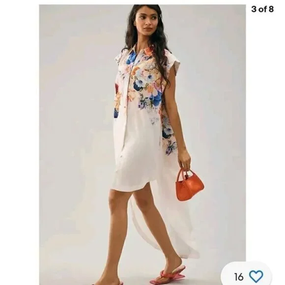 Anthropologie Maeve Floral High-Low Shirt Dress - Picture 5 of 11